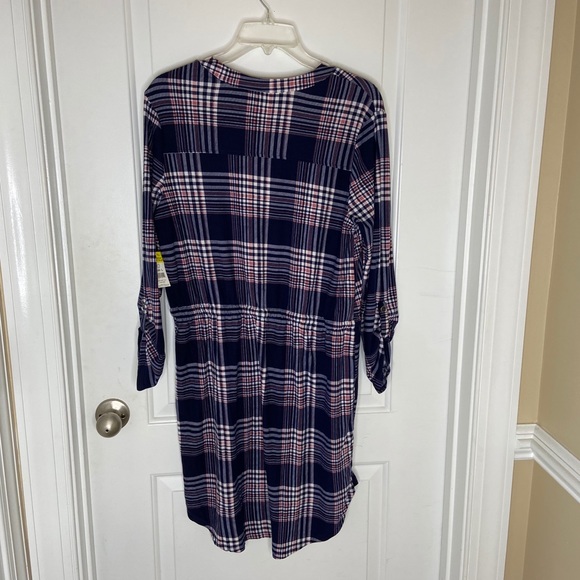Plaid tie front tunic dress with elastic waist - Picture 13 of 16